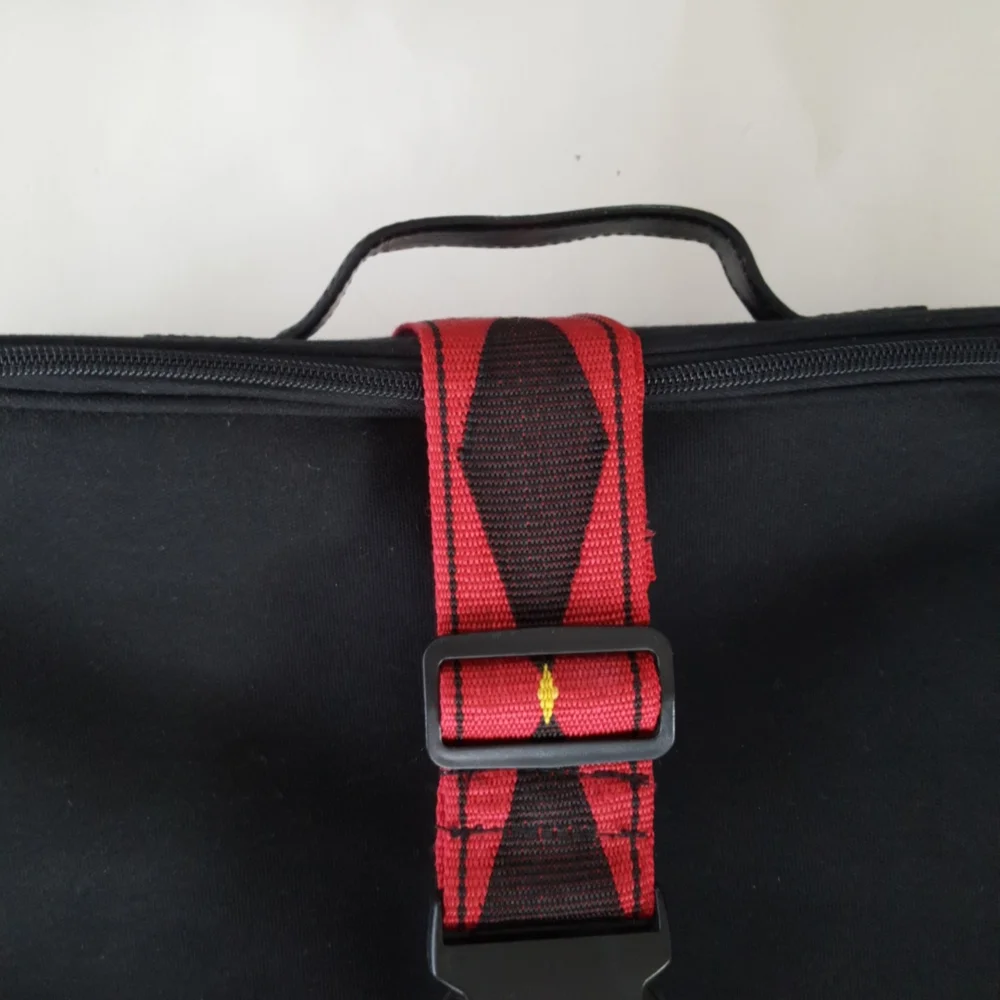 Travel Belt Luggage Strap Red Black Diamond Pattern Unisex Embellishment 90s